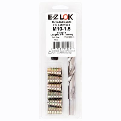 E-Z LOK Threaded Insert Installation Kit for Soft Wood - Flanged - M10-1.5 x 25mm