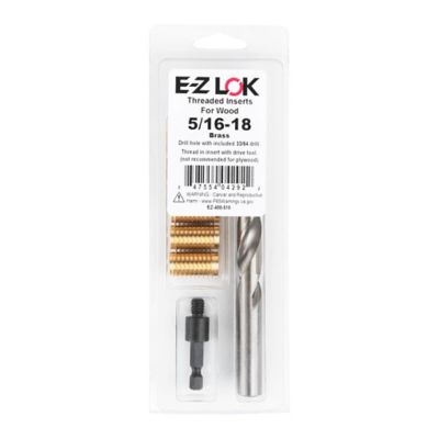 E-Z LOK Threaded Insert Installation Kit for Hard Wood - Brass - 5/16-18 - 1.00 in. Length