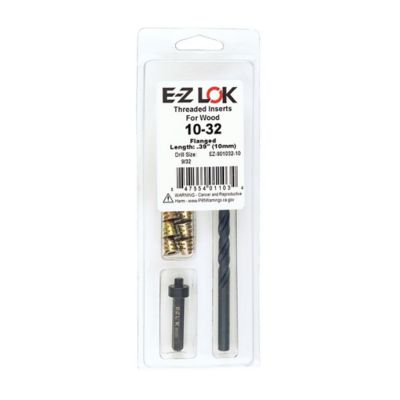 E-Z LOK Threaded Insert Installation Kit for Soft Wood - Flanged - 10-32 x 10mm