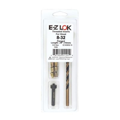 E-Z LOK Threaded Insert Installation Kit for Soft Wood - Flanged - 8-32 x 10mm