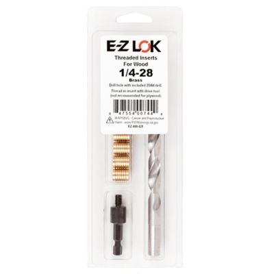 E-Z LOK Threaded Insert Installation Kit for Hard Wood - Brass - 1/4-28