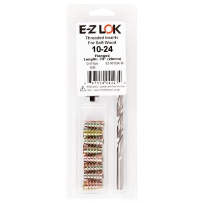 E-Z LOK Threaded Insert Installation Kit for Soft Wood - Flanged - 10-24 x 20mm