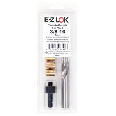 E-Z LOK Threaded Insert Installation Kit for Hard Wood - Brass - 3/8-16
