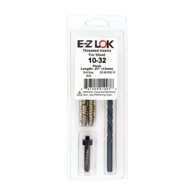 E-Z LOK Threaded Insert Installation Kit for Soft Wood - Flush - 10-32 x 13mm