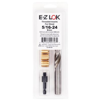 E-Z LOK Threaded Insert Installation Kit for Hard Wood - Brass - 5/16-24