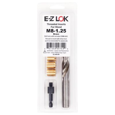 E-Z LOK Threaded Insert Installation Kit for Hard Wood - Brass - M8-1.25