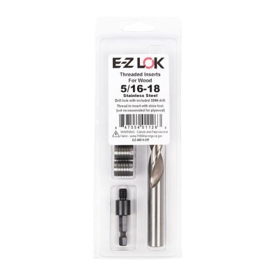 E-Z LOK Threaded Insert Installation Kit for Hard Wood - Stainless - 5/16-18