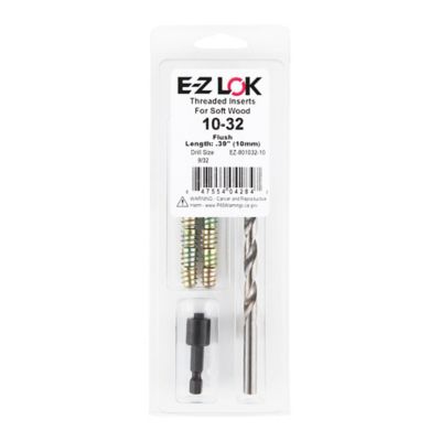 E-Z LOK Threaded Insert Installation Kit for Soft Wood - Flush - 10-32 x 10mm