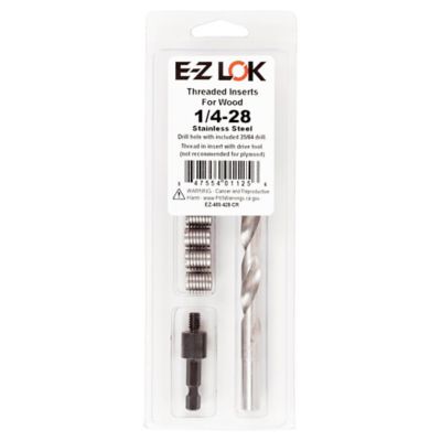 E-Z LOK Threaded Insert Installation Kit for Hard Wood - Stainless - 1/4-28
