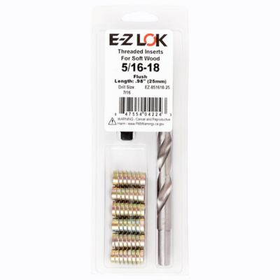 E-Z LOK Threaded Insert Installation Kit for Soft Wood - Flush - 5/16-18 x 25mm