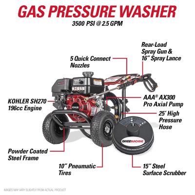 Image showing  3500 PSI at 2.5 GPM 196cc Engine with AX300 Pro Pump and 15 in. Scrubber Cold Water Gas Pressure Washer
