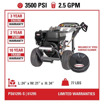 Image showing  3500 PSI at 2.5 GPM 224cc Engine with AX300 Pro Pump and 15 in. Scrubber Cold Water Gas Pressure Washer