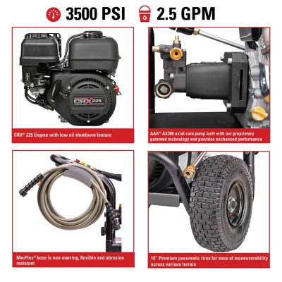 Image showing  3500 PSI at 2.5 GPM 224cc Engine with AX300 Pro Pump and 15 in. Scrubber Cold Water Gas Pressure Washer