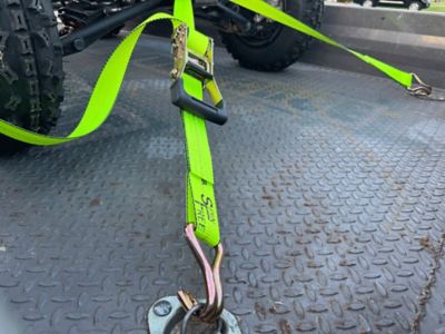 Image showing  2 in. x 16 ft. SPIN FREE Rubber Grip Handle Ratchet Strap with Wire Hooks - 1 Pack