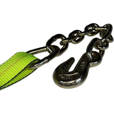 Image showing  2 in. x 30 ft. SPIN FREE Rubber Grip Handle Ratchet Strap with Chain Extensions - 1 Pack