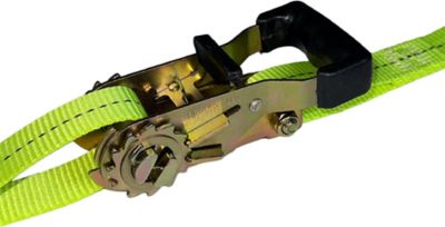 Image showing  1 in. x 16 ft. SPIN FREE Rubber Grip Handle Ratchet Strap with S Hooks - 4 Pack