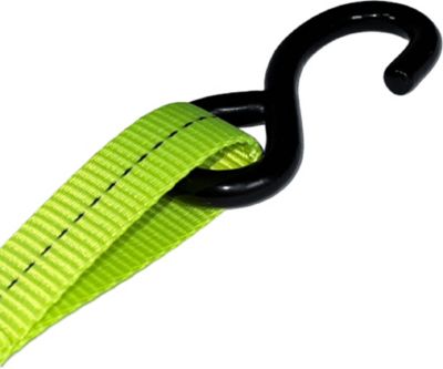 Image showing  1 in. x 16 ft. SPIN FREE Rubber Grip Handle Ratchet Strap with S Hooks - 4 Pack