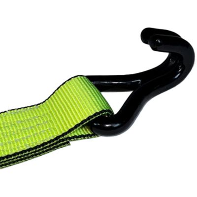 Image showing  1 - 1/2 in. x 20 ft. SPIN FREE Rubber Grip Handle Ratchet Strap with Coated Wire Hooks - 1 Pack