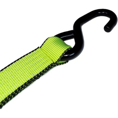 Image showing  1 - 1/2 in. x 20 ft. SPIN FREE Rubber Grip Handle Ratchet Strap with Coated S Hooks - 2 Pack
