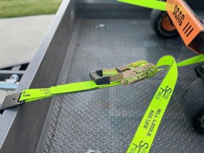 Image showing  2 in. x 30 ft. SPIN FREE Rubber Grip Handle Ratchet Strap with Flat Hooks - 1 Pack