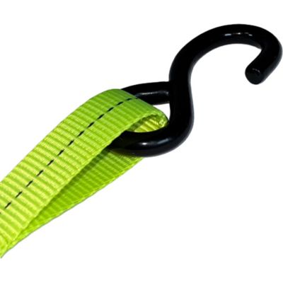 Image showing  1 in. x 16 ft. SPIN FREE Rubber Grip Handle Ratchet Strap with S Hooks - 1 Pack