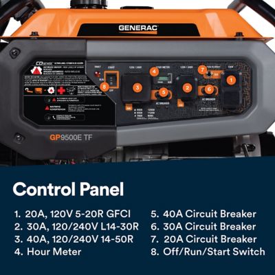 Image showing 8 th Generac 9500 Watt Electric Start Tri Fuel Portable Generator 50ST