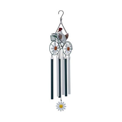 Image showing  31.5 in. Metal Hen with Bike Wind Chime