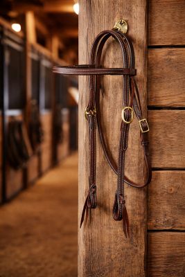 Image showing  Double Stitched Harness Leather Browband Headstall