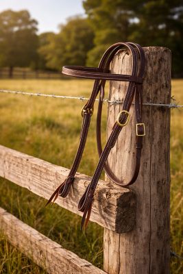 Image showing  Double Stitched Harness Leather Browband Headstall