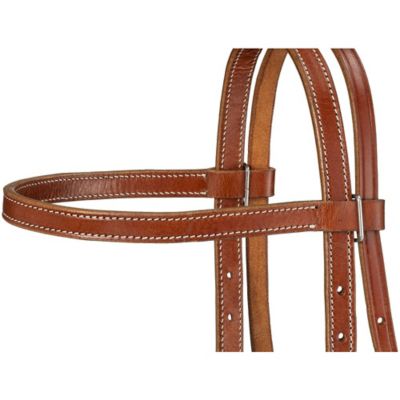 Image showing 2 th Tough1 Plain Leather Browband Headstall