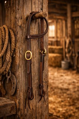 Image showing  Double Stitched Harness Leather Ear Headstall
