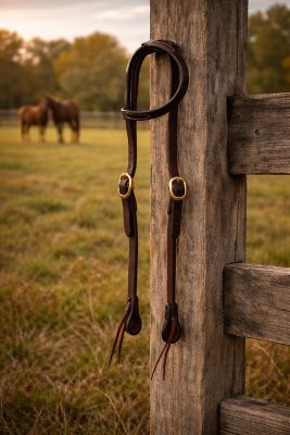 Image showing 2 th Tough1 Harness Leather Ear Headstall with Tie Ends