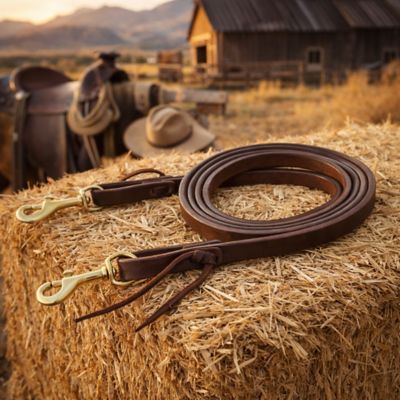 Image showing  Harness Leather Roping Reins with Snap Ends