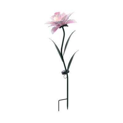 Image showing  30 in. Solar Metal Lily Flower Stake, Pink