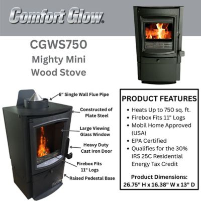 Image showing 6 th Comfort Glow 700 sq. ft. Mighty Mini Wood Stove, CGWS750