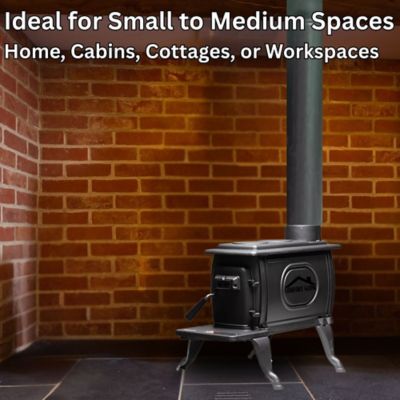 Image showing  900 sq. ft. Old No. 9 Cast-Iron Log Wood Stove, CGWS900