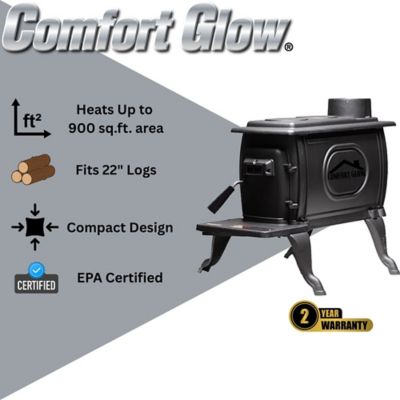 Image showing  900 sq. ft. Old No. 9 Cast-Iron Log Wood Stove, CGWS900