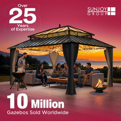 Image showing  8 x 8ft. Outdoor Patio Gazebo, Outdoor Backyard Modern 2-Tier Steel Frame Soft Top Gazebo with Mesh Netting