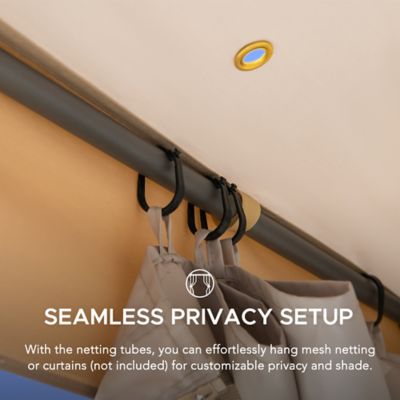 Image showing 5 th Sunjoy 8 x 8ft. Outdoor Patio Gazebo, Outdoor Backyard Modern 2-Tier Steel Frame Soft Top Gazebo with Mesh Netting