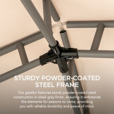 Image showing 9 th Sunjoy 8 x 8ft. Outdoor Patio Gazebo, Outdoor Backyard Modern 2-Tier Steel Frame Soft Top Gazebo with Mesh Netting