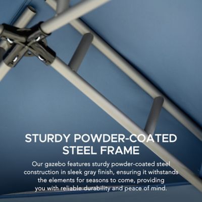 Image showing 9 th Sunjoy 8 x 8ft. Outdoor Patio Gazebo, Outdoor Backyard Modern 2-Tier Steel Frame Soft Top Gazebo with Mesh Netting