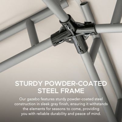 Image showing 6 th Sunjoy 8 x 8ft. Outdoor Patio Gazebo, Outdoor Backyard Modern 2-Tier Steel Frame Soft Top Gazebo with Mesh Netting