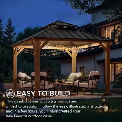 Image showing 8 th Sunjoy Outdoor Wooden Frame Hardtop Gazebo