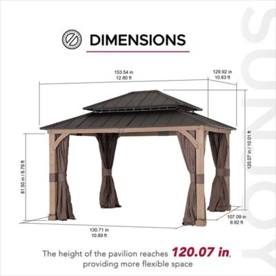 Image showing  Hardtop Wood Gazebo with Netting and Curtain