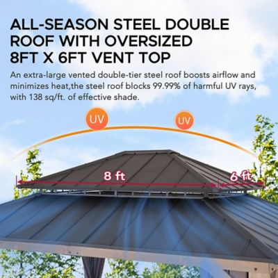 Image showing  Hardtop Wood Gazebo with Netting and Curtain