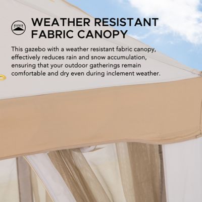 Image showing 5 th Sunjoy 10 x 10ft. Outdoor Patio Gazebo, Outdoor Backyard Modern 2-Tier Steel Frame Soft Top Gazebo with Mesh Netting