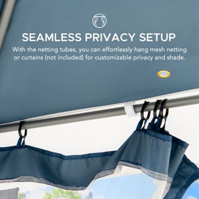 Image showing 7 th Sunjoy 10 x 10ft. Outdoor Patio Gazebo, Outdoor Backyard Modern 2-Tier Steel Frame Soft Top Gazebo with Mesh Netting