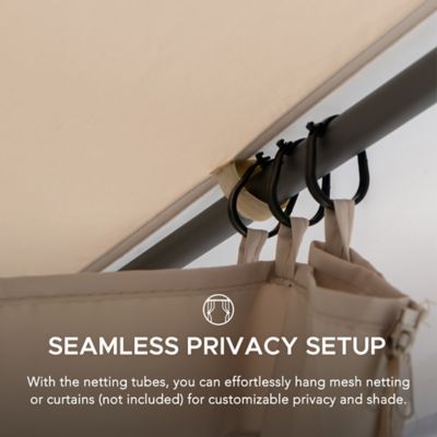 Image showing 5 th Sunjoy 10 x 10ft. Outdoor Patio Gazebo, Outdoor Backyard Modern 2-Tier Steel Frame Soft Top Gazebo with Mesh Netting