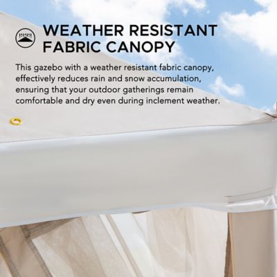 Image showing 6 th Sunjoy 10 x 10ft. Outdoor Patio Gazebo, Outdoor Backyard Modern 2-Tier Steel Frame Soft Top Gazebo with Mesh Netting