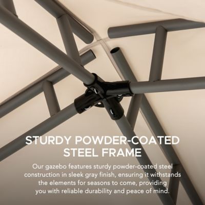 Image showing 7 th Sunjoy 10 x 10ft. Outdoor Patio Gazebo, Outdoor Backyard Modern 2-Tier Steel Frame Soft Top Gazebo with Mesh Netting